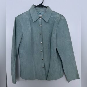An AMI Leather Suede Jacket. Light blue Size medium.